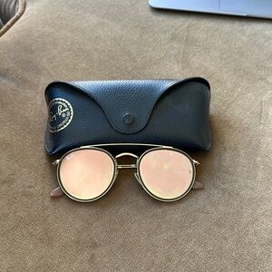 Ray-Ban Gold Sunglasses with Pink Lenses